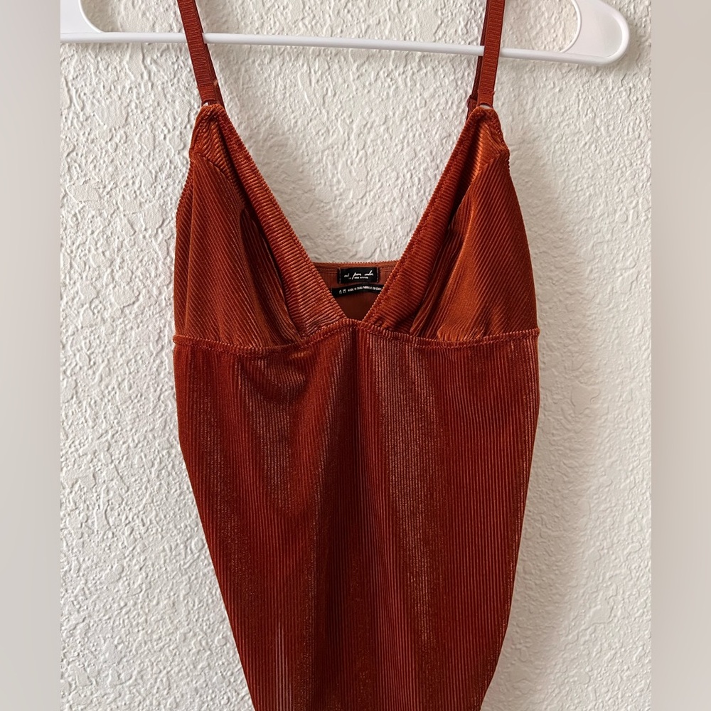 Urban Outfitters Out from Under burnt orange ribbed velvet bodysuit